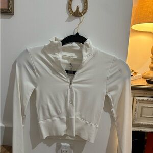 White Quarter-Zip Long Sleeve Top